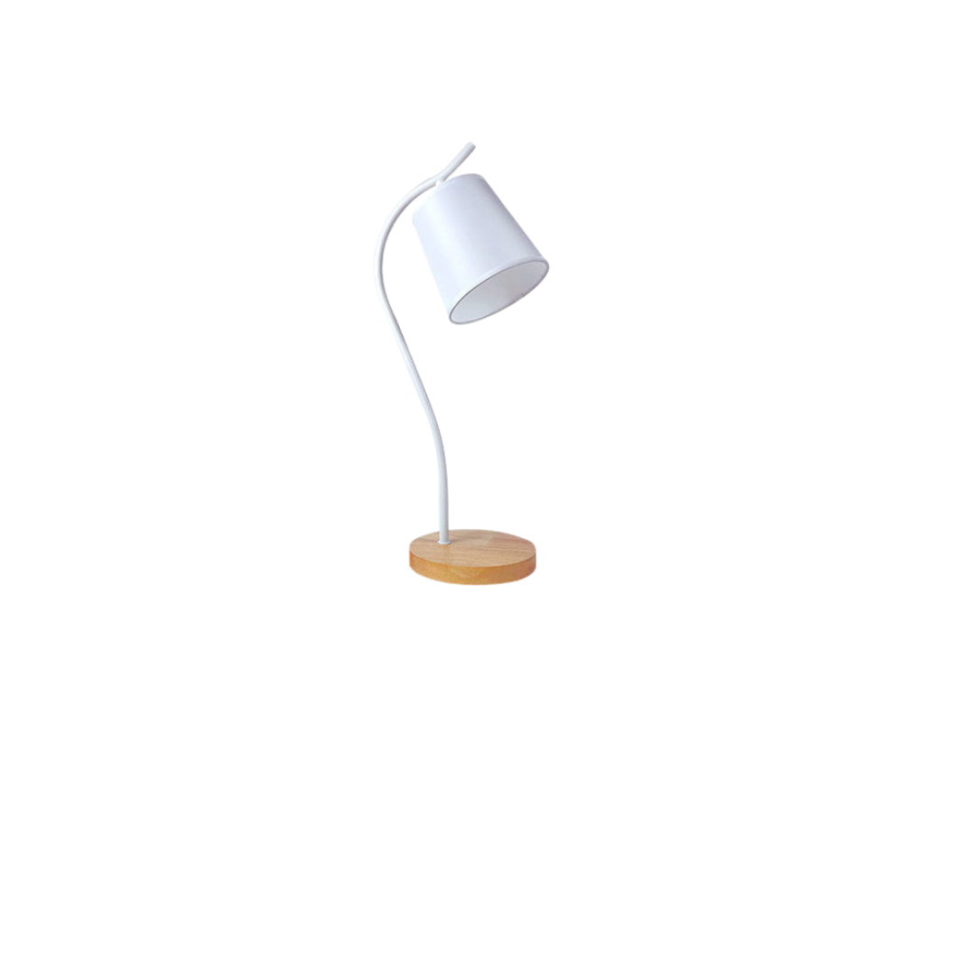 ArcGlow Twist – Adjustable Curved Desk Lamp with Wooden Base, Black or White
