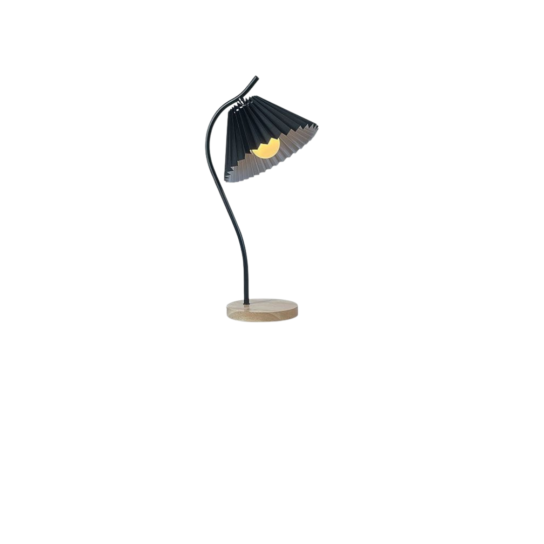 ArcGlow Twist – Adjustable Curved Desk Lamp with Wooden Base, Black or White