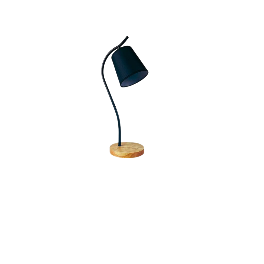 ArcGlow Twist – Adjustable Curved Desk Lamp with Wooden Base, Black or White