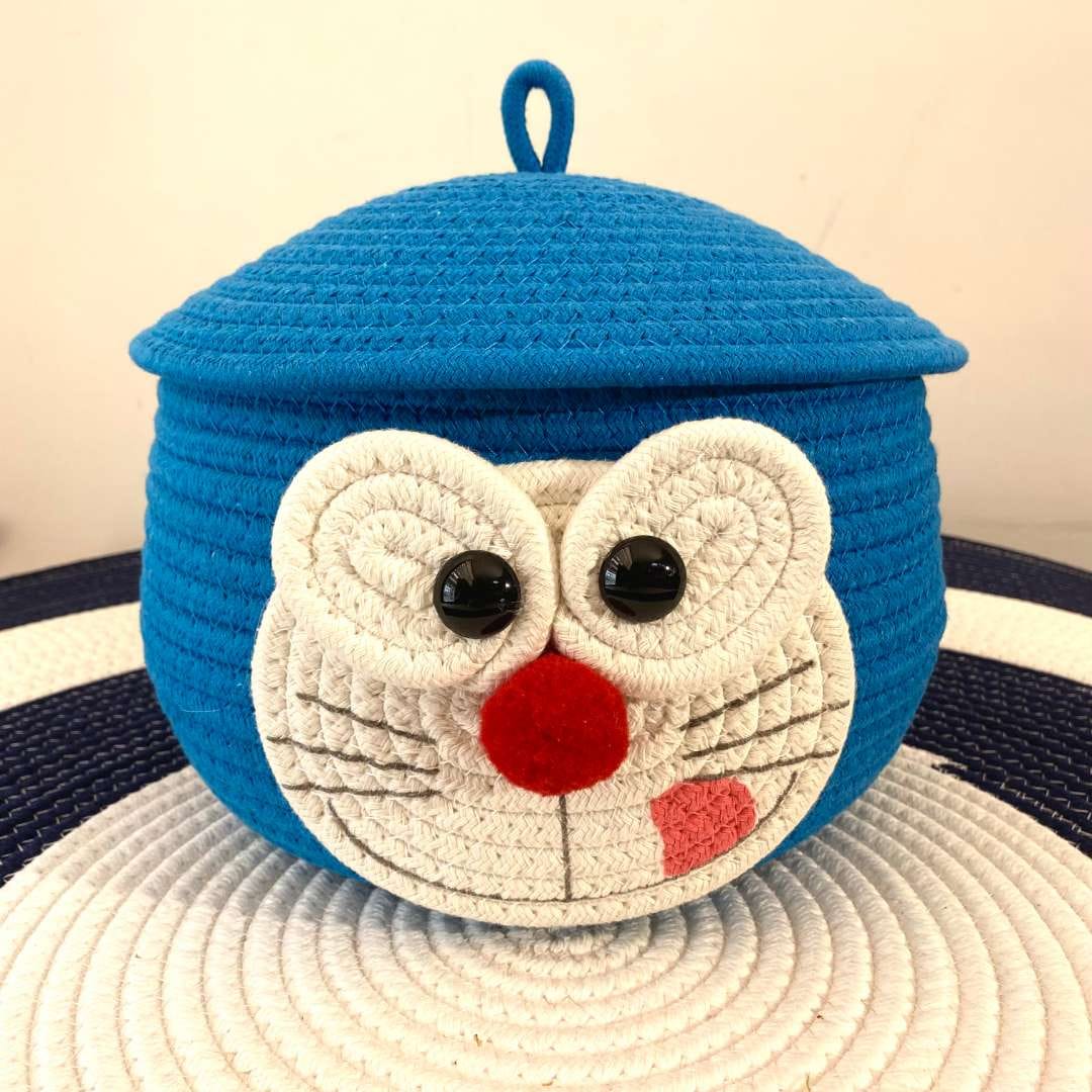 Doremon Dream Keeper – Blue & Purple Storage Basket with 3D Eyes and Cap
