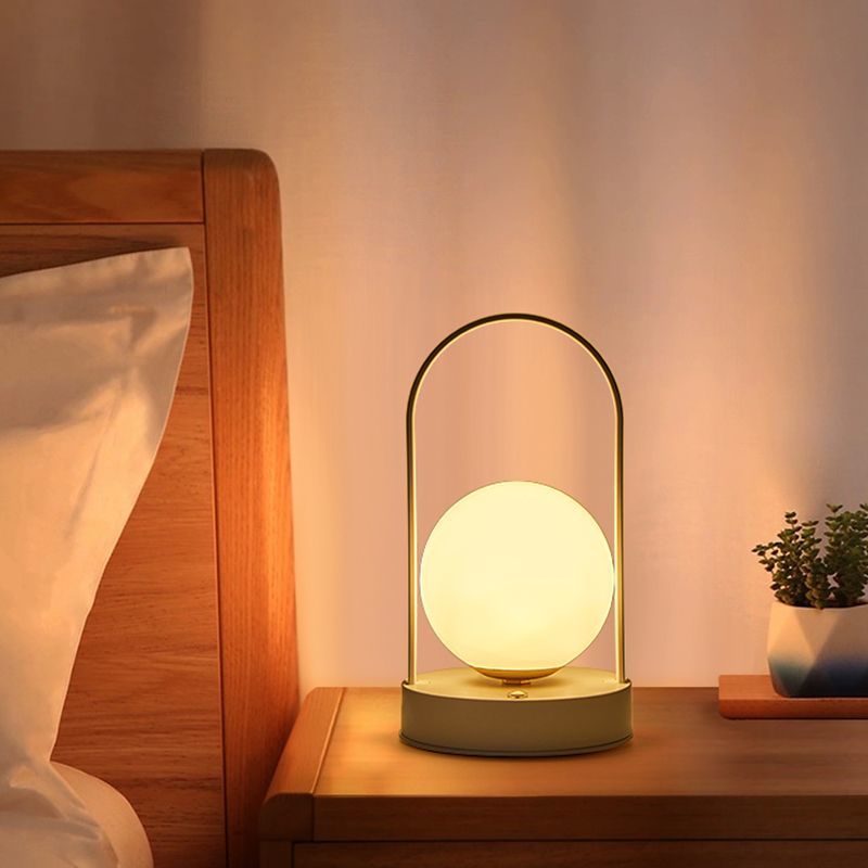 GlowSphere Chic – Modern Spherical LED Table Lamp in Black, White & Blue