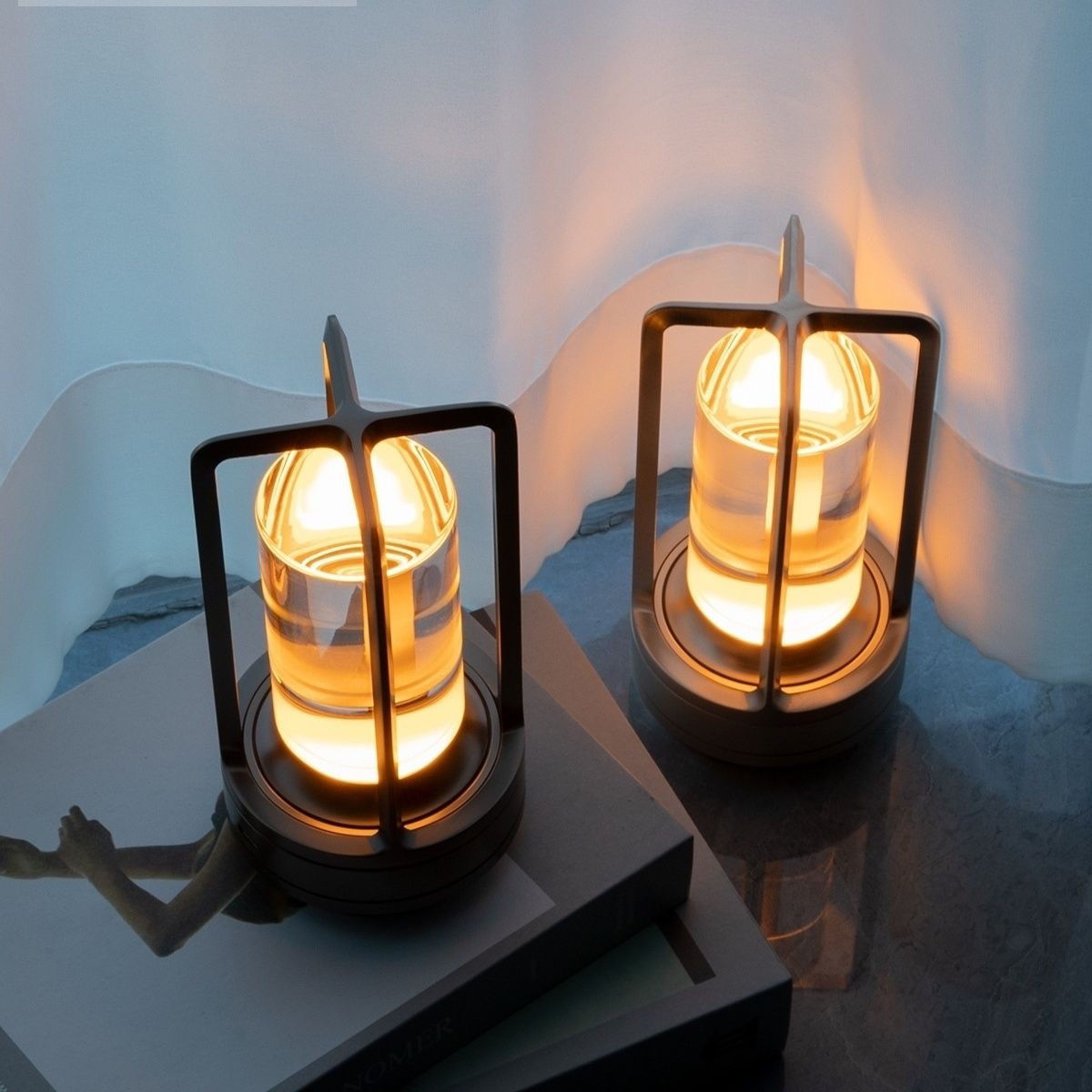 LumiGlow Portable LED Lamp – Rechargeable, Gold, Silver & Black