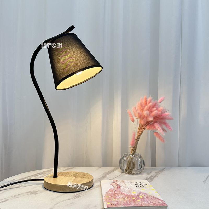 ArcGlow Twist – Adjustable Curved Desk Lamp with Wooden Base, Black or White
