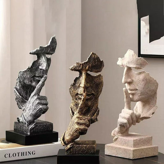 EchoShush Chic – Modern Hand-to-Lips Sculpture, Multiple Colors & Designs