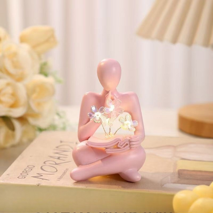 LitBloom Muse – Reading Figurine LED Decor with Flowers