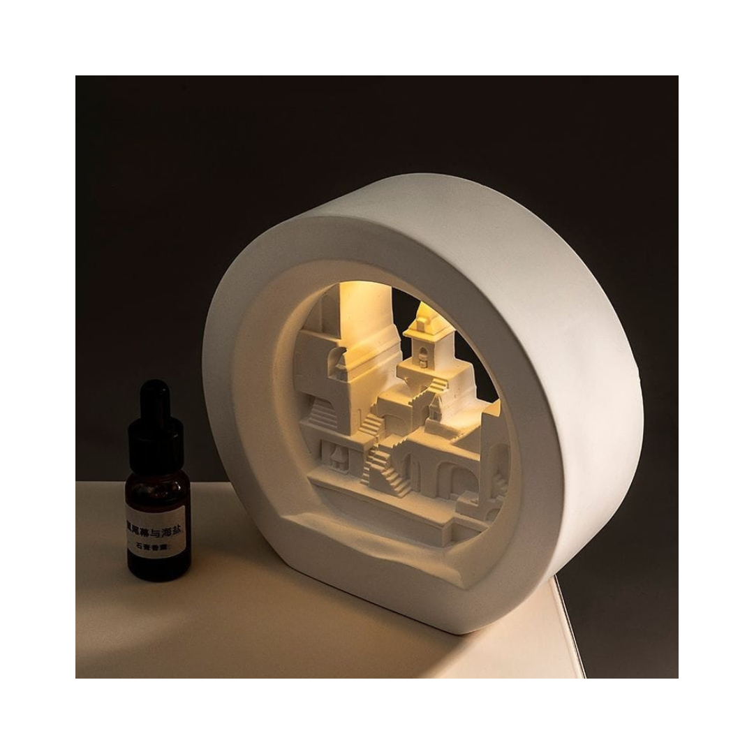 VibeGlow Oasis – 3D Village Light Sculpture Decor