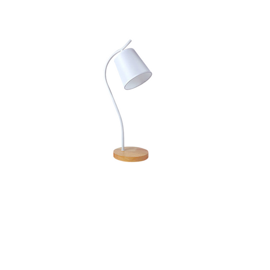 ArcGlow Twist – Adjustable Curved Desk Lamp with Wooden Base, Black or White
