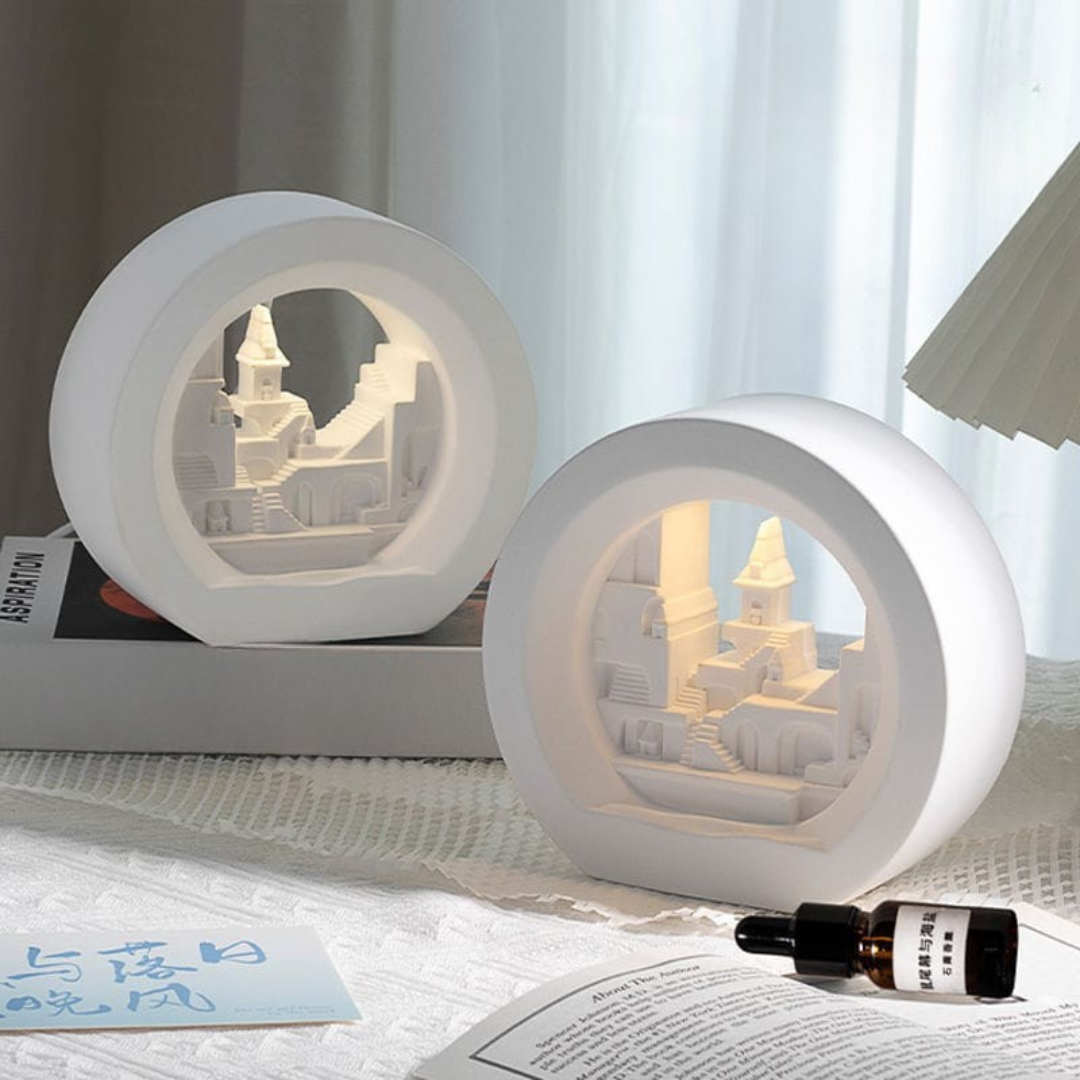 VibeGlow Oasis – 3D Village Light Sculpture Decor
