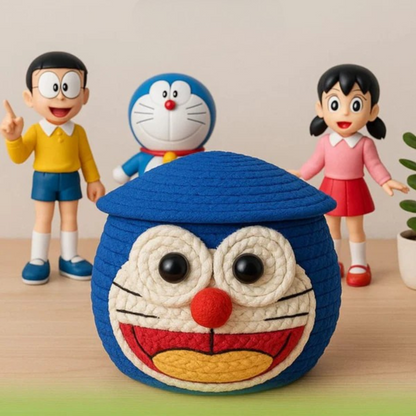 Doremon Dream Keeper – Blue & Purple Storage Basket with 3D Eyes and Cap