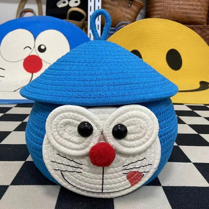 Doremon Dream Keeper – Blue & Purple Storage Basket with 3D Eyes and Cap