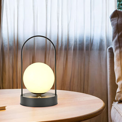 GlowSphere Chic – Modern Spherical LED Table Lamp in Black, White & Blue