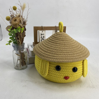 Cute Puppy-Inspired Storage Basket – Yellow with Ears, 3D Nose & Eyes, and Cap