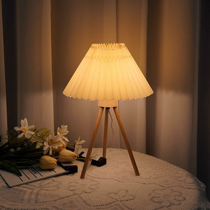 BloomVibe Lamp – Floral Shade Table Lamp with Wooden Legs