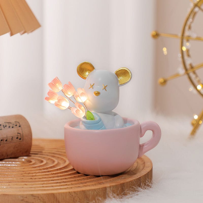 GlowBear Bliss – Teddy Bear LED Flower Pot Decor