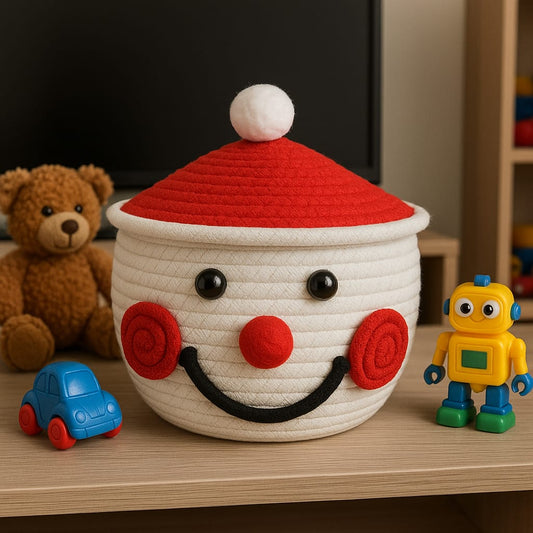 Smiley Buddy Storage Basket, Cartoon Face Organizer, Multiple Color Options