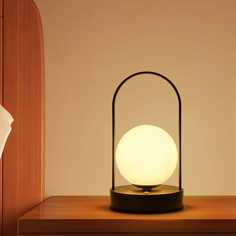 GlowSphere Chic – Modern Spherical LED Table Lamp in Black, White & Blue