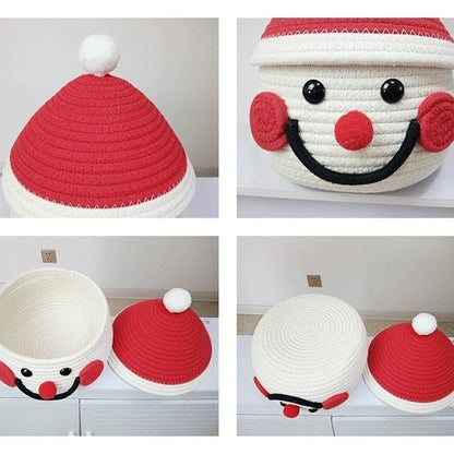 Smiley Buddy Fun Storage Basket – Cartoon Face with Red Hat