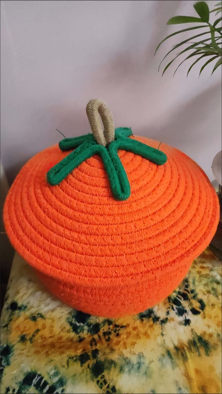 Orange Fruit-Inspired Woven Storage Basket