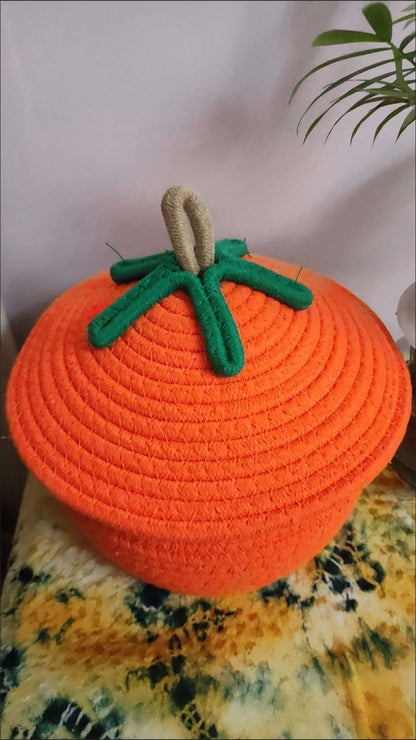Orange Fruit-Inspired Woven Storage Basket