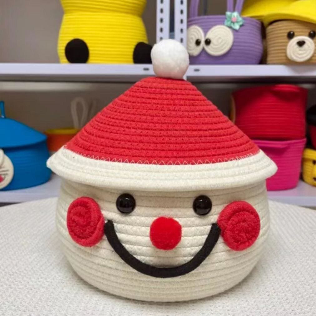 Smiley Buddy Storage Basket, Cartoon Face Organizer, Multiple Color Options